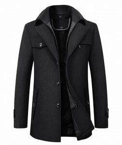 コート メンズ ビジネスコート 通勤 冬服 アウター 紳士服 冬コート ウール ビジネス カジュアル 黒 3XL