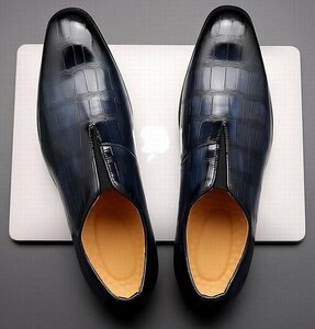 ビジネスシューズ　メンズシューズ　シューズ　靴　紳士靴 革靴　ゴアシューズ 歩きやすい　快適　通勤靴　オシャレ ブルー　25.5cm
