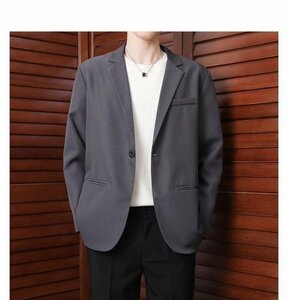 テーラードジャケット メンズ サマージャケット 薄手 春秋 カジュアル ブレザー 紳士用 通勤 結婚式 ダークグレー XL