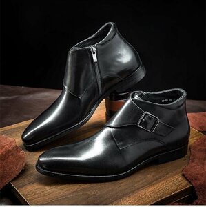 チェルシーブーツ ブーツ メンズシューズ　牛革　ビジネスシューズ　イギリス風　革靴　 フォーマル　本革　紳士靴　ブラック　27cm