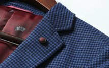 XZLG紺（48A M度）新品 完売■紳士 2釦wool 49% メンズ ウール テーラードジャケット ライトグレー WOOL ブレザー_画像4