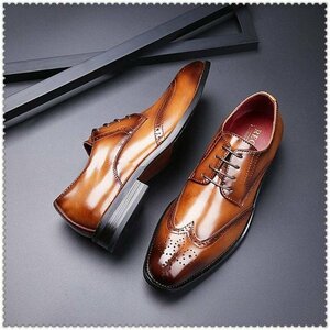 XX-HW-3210-6 BROWN 44サイズ27cm程度 【新品未使用】 高品質 英国風スタイル/メダリオンドレスシューズ/都会的な洗練されたセンス