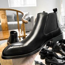 チェルシーブーツ　サイドゴアブーツ ブーツ メンズシューズ　牛革　ビジネスシューズ　イギリス風　革靴 本革　紳士靴　ブラック　27cm_画像5