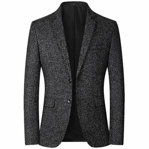テーラードジャケット メンズ ビジネススーツ アウター コート ブレザー 秋ジャケット スリム 紳士 ブラック 4XL