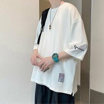 夏服 トップス 7分袖 Tシャツ 大きいサイズ 七分丈tシャツ メンズ おしゃれ 40代 50代 アメカジ ホワイト3XL_画像2