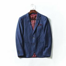 XZLG紺（48A M度）新品 完売■紳士 2釦wool 49% メンズ ウール テーラードジャケット ライトグレー WOOL ブレザー_画像1