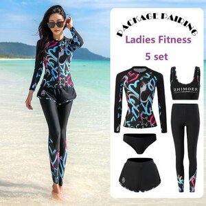 .. swimsuit lady's long sleeve Jim pool sport Surf fitness swimsuit UV cut fitness surfing swimming swimsuit size 2XL