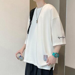 夏服 トップス 7分袖 Tシャツ 大きいサイズ 七分丈tシャツ メンズ おしゃれ 40代 50代 アメカジ ホワイト2XL