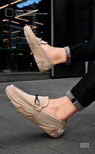 XX-QZTS-22083 SAND COLOR/40 size 25.cm degree new goods high quality popular new goods the first sale shoes men's original leather Loafer slip-on shoes handmade gong 