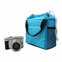 カメラバッグ インナーケース インナーバッグ 巾着タイプ コンパクト ソフトクッション ボックス インナークッション ケース ブルー_画像1