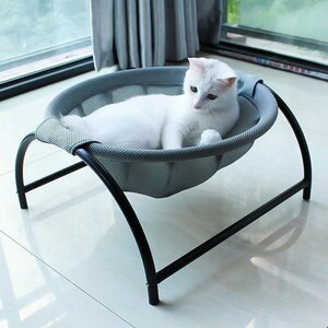 猫ベッド 犬猫用ベッド ペットハンモックベッド 自立式 猫寝床 グレー