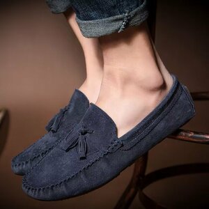 XX-. color / navy blue 40 size 25.cm popular new goods Loafer slip-on shoes men's shoes high quality original leather Loafer slip-on shoes . gong 