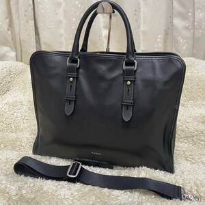  Paul Smith tote bag 2way original leather black A4 possible high capacity shoulder ..