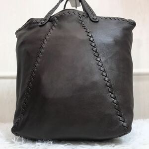 極美品/大容量●ボッテガヴェネタ BOTTEGA VENETA トートバッグ ハンドバッグ メンズ ビジネス A4 書類 イントレチャート レザー 本革 