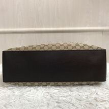 極美品/A4●グッチ GUCCI トートバッグ ハンドバッグ メンズ ビジネス 大容量 書類かばん GGキャンバス レザー 本革 ブラウン 金具_画像5