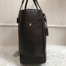 極美品/大容量●ロエベ LOEWE トートバッグ ハンドバッグ 肩掛け メンズ ビジネス A4 書類かばん レザー 本革 ブラウン ロゴ型押し 金具_画像5