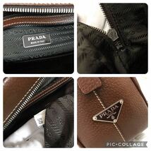 極美品/A4●プラダ PRADA トートバッグ ブリーフケース ビジネスバッグ メンズ 大容量 書類かばん 三角ロゴ レザー 本革 ブラウン ハンド_画像10