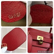 超美品/入手困難●グッチ GUCCI ボストンバッグ 旅行かばん メンズ ビジネス 大容量 ターンロック 金具 レザー 本革 赤 レッド 被せ 鍵付き_画像10