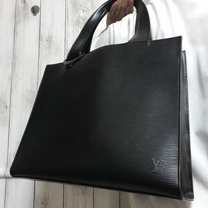 超美品/大容量●ルイヴィトン LOUIS VUITTON エピ ジェモ トートバッグ ビジネストート メンズ A4 書類 肩掛け 黒 ブラック レザー 本革