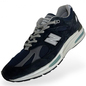  прекрасный товар Британия производства New Balance New balance 991 V2 low cut сетка замша спортивные туфли U991NV2 обувь обувь 26cm темно-синий 