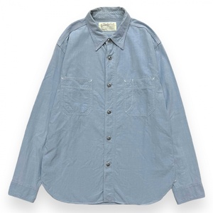 SUGAR CANE シュガーケーン FICTION ROMANCE 4.5oz. COTTON WORK SHIRT 長袖 シャンブレー ワーク シャツ SC27119 マチ付 S ライト ブルー