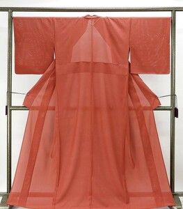 夏物 色無地 新品仕立済 正絹 夏着物 渋め茜色 身丈164.5cm 裄丈67.5cm 絽色無地 新品 仕立て上がり 着物 結婚式 パーティー お茶席 wa2012