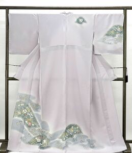 単衣 訪問着 新品仕立済 正絹 単衣 辻が花模様 小難あり 身丈166cm 裄丈68cm 新品 仕立て上がり 着物 wb1080