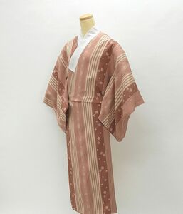  длинное нижнее кимоно неношеный прекрасный товар натуральный шелк длина . Sakura узор длина 128.5cm длина рукава 67.5cm длинное нижнее кимоно не использовался новый старый товар кимоно i0591