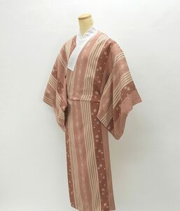 長襦袢 未着用美品 正絹 縦縞桜模様 身丈128.5cm 裄丈67.5cm 長襦袢 未使用 新古品 着物 i0591