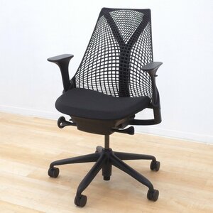 美品 ハーマンミラー Herman Miller セイルチェア 2022年製 AS1YA23HA オフィスチェア ブラック メッシュ 高級 KK13737 中古オフィス家具