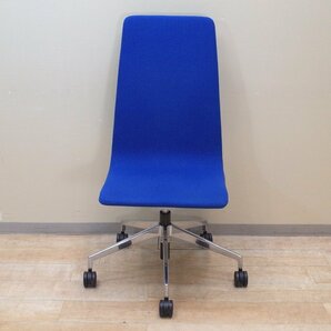 内田洋行 RUTA 肘無しオフィスチェア ブルー 事務椅子 パソコンチェア ワーク ハイバック リクライニング 布張り EG12029 中古オフィス家具の画像2