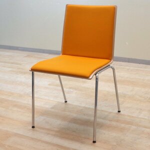 THONET トーネット S160 ミーティングチェア 肘無し オレンジ 会議椅子 ドイツ ブランド 曲げ木 スタッキング EG8696 中古オフィス家具