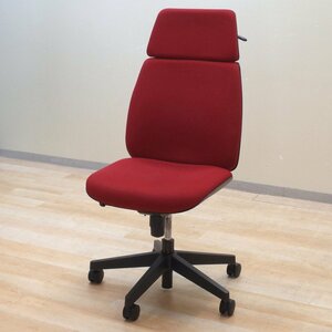 PLUS プラス U CHAIR KC-UC62SEL 肘無しオフィスチェア レッド パソコンチェア ハイバック リクライニング EG11870 中古オフィス家具