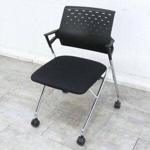 KOKUYO コクヨ Piega ピエガ CK-M720E6G4B6-W 肘付き ネスティングチェア ブラック 会議椅子 EG10017 中古オフィス家具
