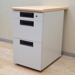  plus PLUS Flat line drawer unit SP-047D-3 A4 H700 D700 drawer unit 3 step drawer side desk drawer unit key less KK13464 used office furniture 