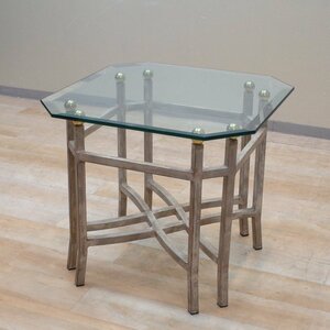 直接引取り限定 ガラステーブル サイドテーブル 木製 木目調 角テーブル クリア 透明 カフェテーブル ローテーブル おしゃれ KK12448 中古