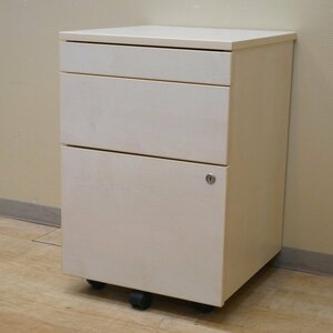  plus PLUS 3 step Wagon natural / white 3 step Wagon drawer unit drawer side cabinet inside Wagon KK10437 used office furniture 