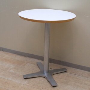 パブリック 丸テーブル 直径60cm ホワイト カフェテーブル ダイニングテーブル 作業台 荷台 H740 多目的 KK13457 中古オフィス家具