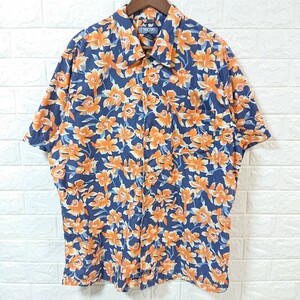 【90s】Old STRUCTURE オールド ストラクチャー 日本未入荷 オレンジカラー 花柄 コットン アロハシャツ Lサイズ cotton aloha shirt