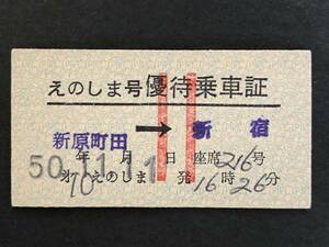 ☆えのしま号　優待乗車証　新原町田→新宿