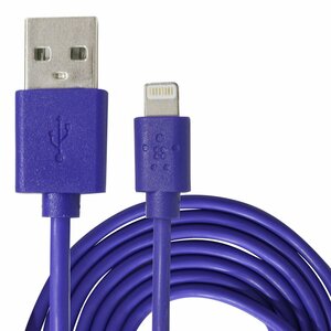 Apple認証 優れた強度と耐低温性能 PVC素材を使用iPhone用 USBケーブル 充電ケーブル パープル/紫 iPhone充電 スマホ アクセサリ