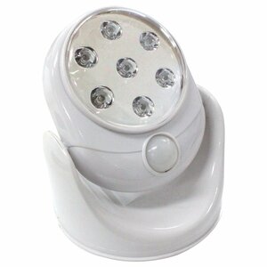 人感センサー LEDライト スタンド式 ホワイト 小型 360度回転 電池式 壁掛け 自動点灯