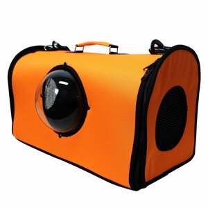 キャリーバッグ 宇宙船カプセル型♪ 2way ペットバッグ 犬猫兼用 オレンジ ボストンバッグ ショルダーバッグ ペットキャリー