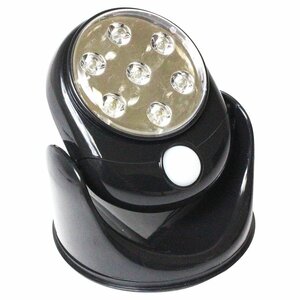 人感センサー LEDライト スタンド式 ブラック 小型 360度回転 電池式 壁掛け 自動点灯