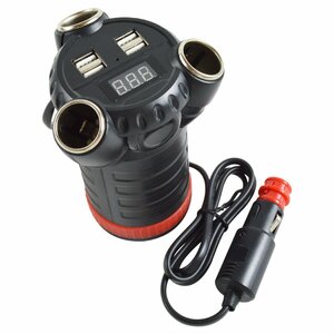 3 ream cigar socket + 4 port USB + voltmeter 180W 12V/24V put type drink holder power supply extension switch navi smartphone charge USB charger 