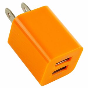 スマートフォン 充電器 ACアダプター USBポート 2口 2.1A 橙色 iphone スマホ 充電 USB2ポート コンセント コネクター