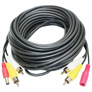 20m RCA extension cable 2 system RCA pin cable male - male & power supply attaching image sound extender wiring set sharing security camera back camera navi 