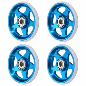 [ postage 220 jpy ] Mini 4WD all aluminium bearing roller 4 piece set 19mm pra ring attaching 5ps.@ spoke star type blue × white parts 