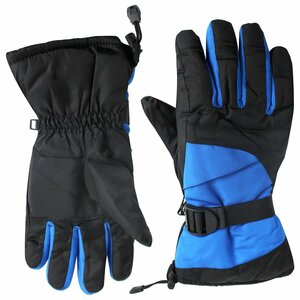 厚手素材 防寒グローブ 黒/ブルー FREE フリーサイズ バイクグローブ 手袋 バイク 自転車 シンサレート生地 ブラック 青