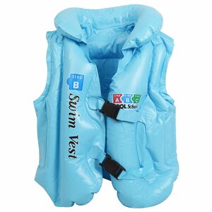  child Kids for children 4-6 -years old swim the best M size floating the best coming off wheel playing in water pool life jacket comming off blue blue 